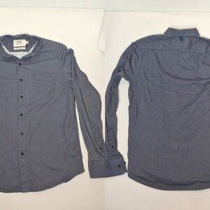 Wrk The Reworked Dot Performance‎ Shirt Blue Gray MT Medium Tall Button Front